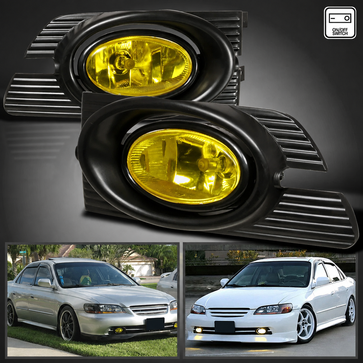 Жёлтые противотуманные фары Honda Accord 2001–2002, комплект