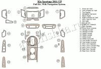 Декоративные накладки салона KIA Sportage 2011-н.в. полный набор, с навигацией система