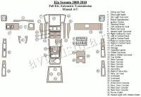 Декоративные накладки салона KIA Sorento 2008-2010 Ful Kit, Автоматическая коробка передач, без подогрев сидений