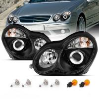 Mercedes C-class W203 (00-07) фары передние линзовые черные, комплект 2 шт.
