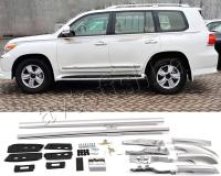 Toyota Land Cruiser 200 (07-/12-/15-) рейлинги (багажник) на крышу серебристые, дизайн оригинал
