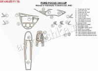 Ford Focus (03-) декоративные накладки под дерево или карбон (отделка салона), полный набор , правый руль