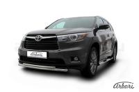 Защита переднего бампера Arbori d57+d42 двойная радиусная TOYOTA HIGHLANDER 2014-