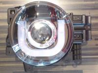 Toyota FJ Cruiser (07-) передние хромированные линзовые фары со светящимися ободками, дизайн Volkswagen, комплект 2 шт.