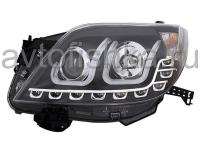 Toyota Land Cruiser Prado 150 (2010-) фары передние линзовые черные со светящимися ободками и светодиодной подсветкой, дизайн Volkswagen, комплект 2 шт.