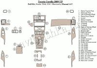 Декоративные накладки салона Toyota Corolla 2009-н.в. полный набор, Радио с Bluetooth, ручной AC