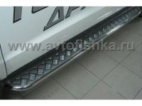 Hyundai Santa Fe 2 (09-) пороги боковые, труба 42 мм c листом