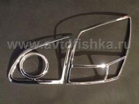Nissan Qashqai (06-) пластиковые хромированные рамки задних фонарей, комплект 2 шт.