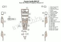 Декоративные накладки салона Toyota Corolla 2009-н.в. базовый набор, без навигации