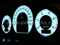 Mercedes W210 E class 1999-2003 светящиеся шкалы приборов - накладки на циферблаты панели приборов, дизайн № 2