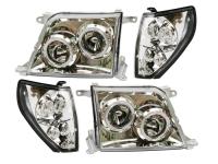 Toyota Land Cruiser Prado 90 (1996-2002) фары передние хромированные, со светящимися ободками, комплект 2 шт.