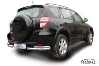 Защита заднего бампера "уголки" Arbori d76+d42 двойные TOYOTA RAV-4 L 2009-2010