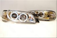Subaru Impreza GC, GF (93-01) фары передние хромированные, со светящимися ободками и светодиодами, комплект 2 шт.