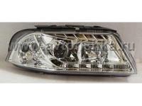 Volkswagen Passat B5 (00-05) фары передние хромированные, линзовые с DRL
