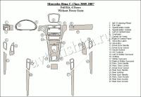 Декоративные накладки салона Mercedes Benz C Class 2005-2007 полный набор, 4 двери Coн.в.e, без Power Seats