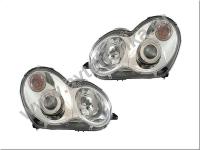 Mercedes C-class W203 (00-07) фары передние линзовые хромированные, дизайн AMG, комплект 2 шт.