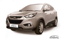 Защита переднего бампера Arbori d57+d42 двойная радиусная черная HYUNDAI IX-35 2009-