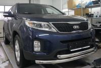 Kia Sorento (13–) Защита переднего бампера двойная d 60/60 мм, нерж.