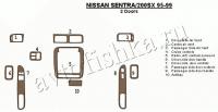 Декоративные накладки салона Nissan Sentra 1995-1999 2 двери, 10 элементов.