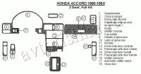 Декоративные накладки салона Honda Accord 1990-1993 2 двери, полный набор, 18 элементов