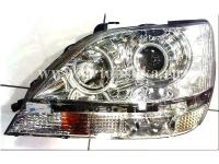 Lexus RX300 (97-03) фары передние линзовые хромированные, со светящимися ободками, комплект 2 шт.