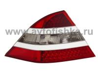 Mercedes S W220 (98-) фонари задние светодиодные красно-хромированные с белыми молдингами, комплект 2 шт.