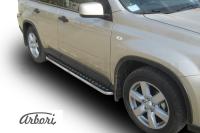 Защита штатных порогов Arbori d42 с листом NISSAN X-TRAIL 2007-2010