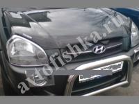 Дефлектор капота темный с надписью Hyundai Tucson 2008-2010