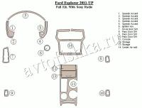 Декоративные накладки салона Ford Explorer 2011-н.в. Полный набор, с Sony радио.