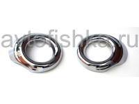 Mitsubishi Lancer 10 (07-) хромированные накладки на передние противотуманные фары, комплект 2 шт.