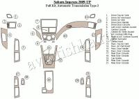 Декоративные накладки салона Subaru Impreza 2009-н.в. полный набор, Автоматическая коробка передач Type 2