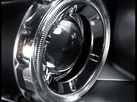 Audi A4 (95-01) фары передние линзовые черные, со светящимися ободками CCFL, комплект 2 шт.