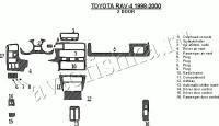 Декоративные накладки салона Toyota RAV-4 1998-2000 2 двери, 16 элементов.