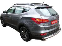 Hyundai Santa Fe (2012-) защита заднего бампера из нержавеющей стали, труба 60 мм