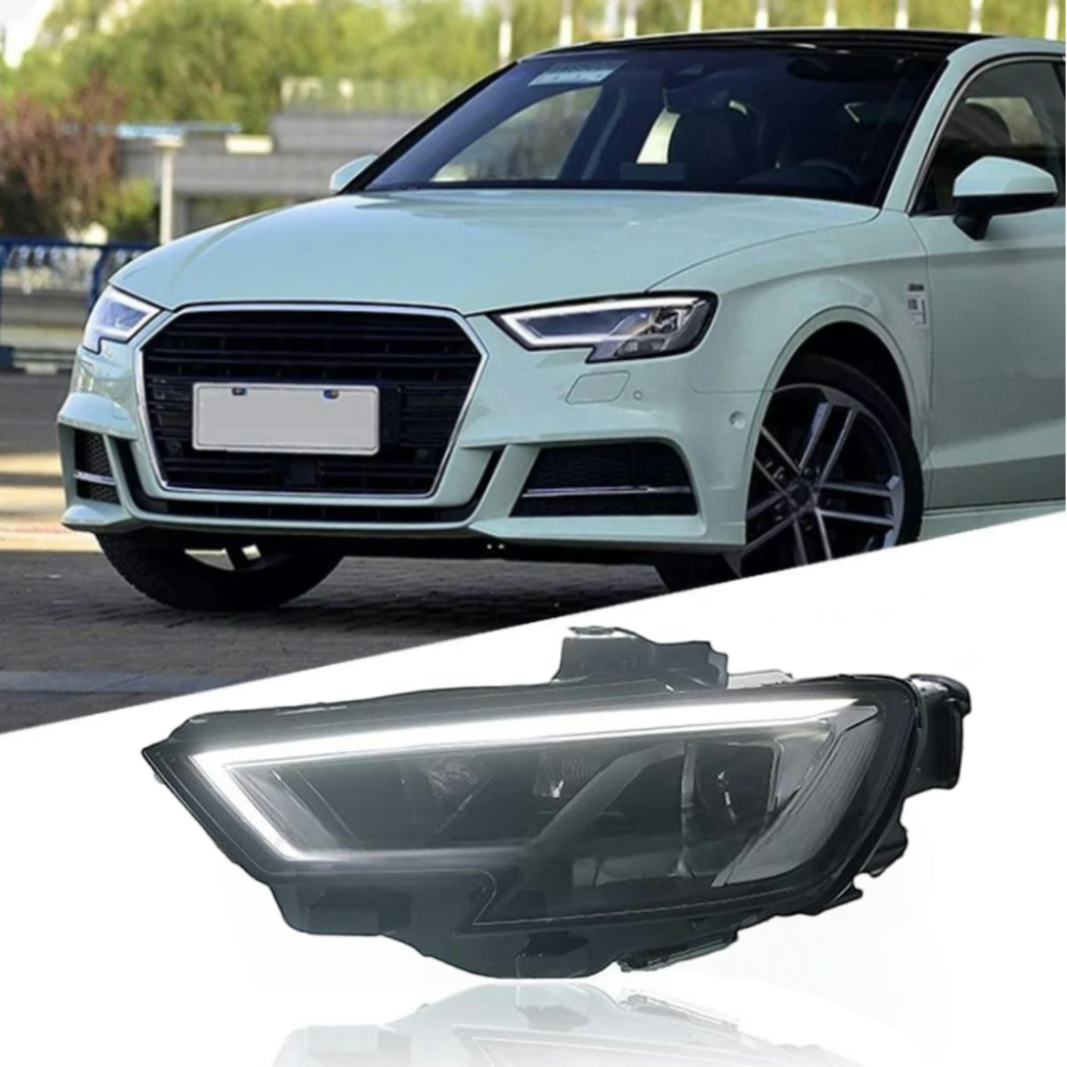 Фары передние светодиодные LED матричные для Audi A3 (2017–2020) с DRL и поворотниками