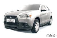 Защита переднего бампера Arbori d57+d42 двойная черная MITSUBISHI ASX 2010-2012