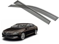 Skoda Superb (15–) Дефлекторы боковых окон с хромированным молдингом, OEM стиль