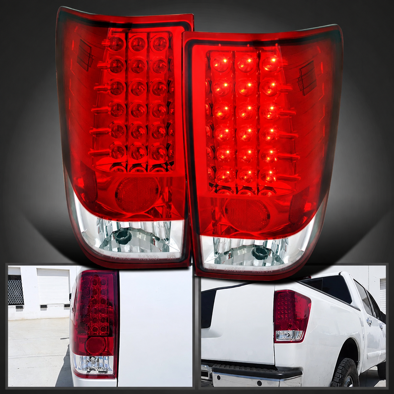 Задние LED-фонари Nissan Titan 2004–2015, красные, комплект