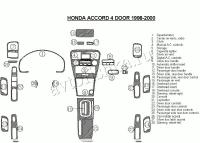 Декоративные накладки салона Honda Accord 1998-2000 4 двери, полный набор, 28 элементов.