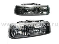 Chevrolet Tahoe, Suburban (99-06) фары передние черные, комплект 2 шт.