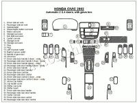 Декоративные накладки салона Honda Civic 2002-2002 АКПП, 2 or 4 двери, с перчаточный ящик, 35 элементов.