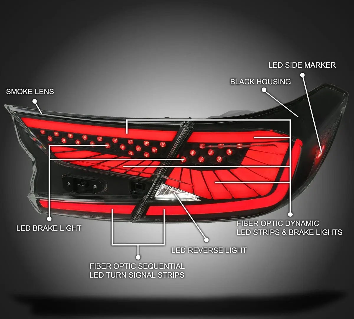 Задние LED-фонари Honda Accord CV 2018–2022, тонированные, комплект