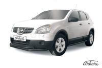 Защита переднего бампера Arbori d57+d42 двойная длинная черная NISSAN QASHQAI 2010-2013