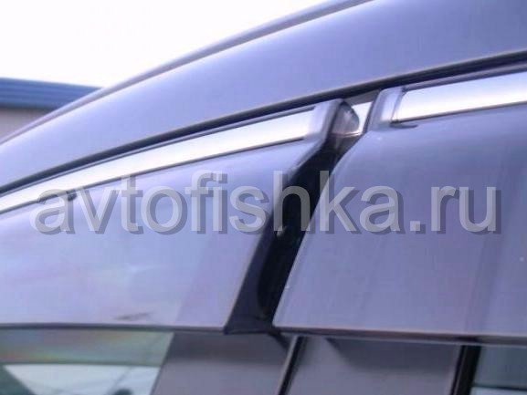 Toyota Camry V50 (2011-) дефлекторы окон с молдингом из нержавеющей стали, ветровики в стиле Оригинал, комплект 4 шт.