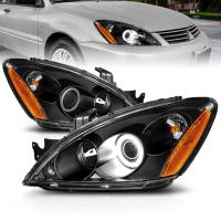 Mitsubishi Lancer 9 (03-07) фары передние линзовые черные, комплект 2 шт.