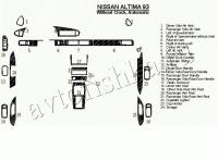 Декоративные накладки салона Nissan Altima 1993-1993 АКПП, без часов, без OEM, 23 элементов.