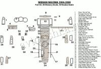Декоративные накладки салона Nissan Maxima 2004-2006 полный набор, Автоматическая коробка передач, с Memory Seats, с подогрев сидений.