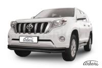 Защита переднего бампера Arbori d76+d57 двойная длинная черная TOYOTA LAND CRUISER PRADO J150 2014-