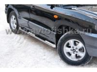 Hyundai Santa Fe (01-06) пороги боковые, труба 76 мм с накладками