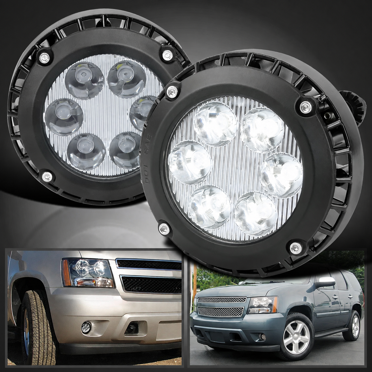 LED-противотуманные фары Chevrolet Tahoe и GMC Yukon 2007–2014, комплект